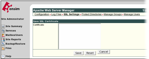 Ensim Webppliance - Installatie certificaat