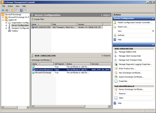 Exchange 2010 - Verlengen certificaat