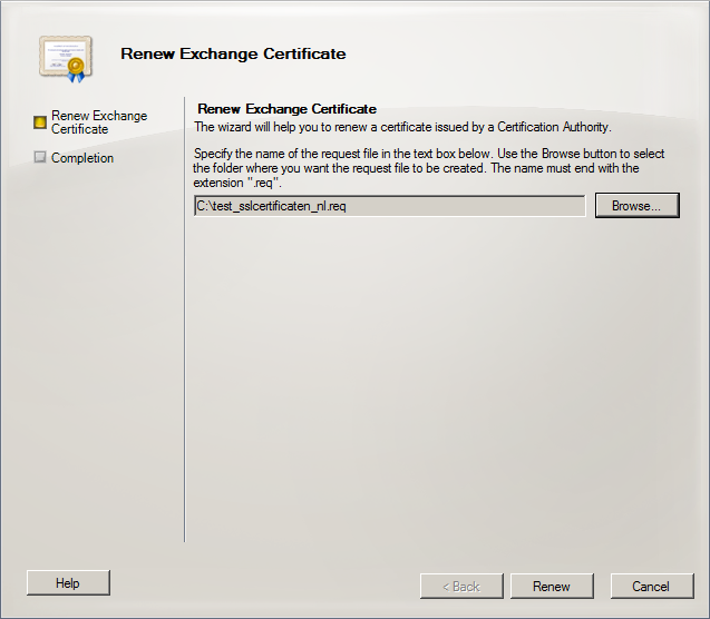 Exchange 2010 - Verlengen certificaat