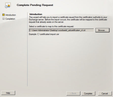 Exchange 2010 - Installatie certificaat