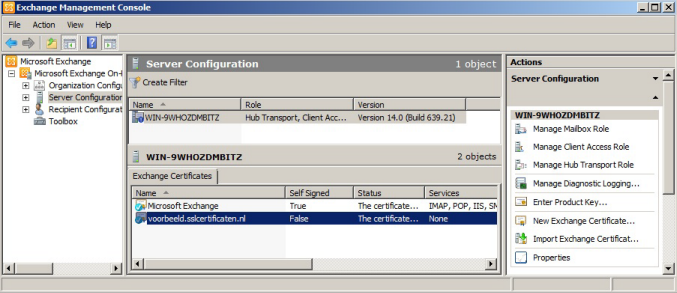 Exchange 2010 - Installatie certificaat