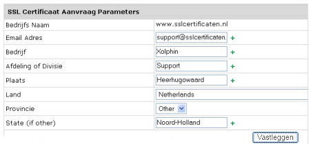 H-Sphere Administrator - Aanmaken CSR