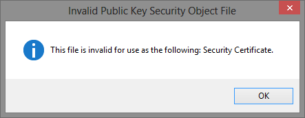 Foutmelding This file is invalid for use as the following Security Certificate