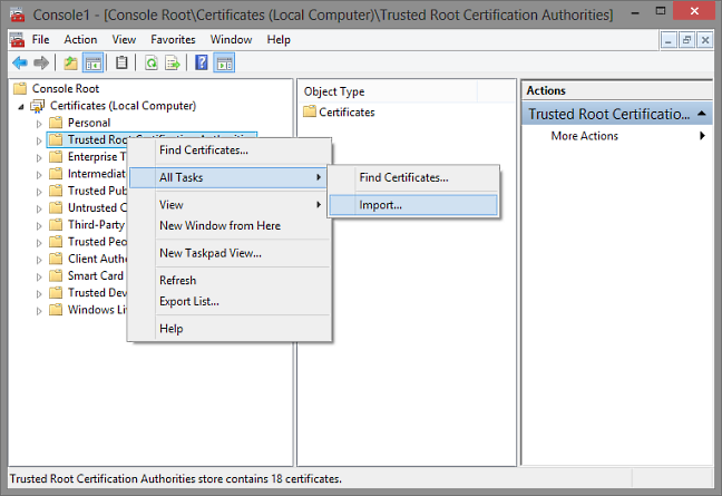 IIS - Installatie root en intermediate certificaten