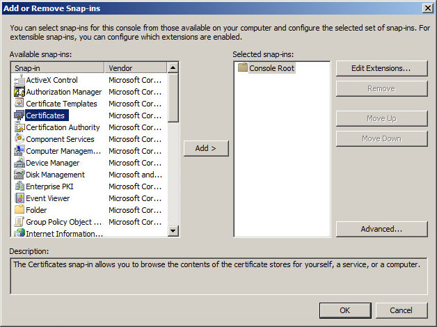 Local Machine Certificate Store via mmc openen