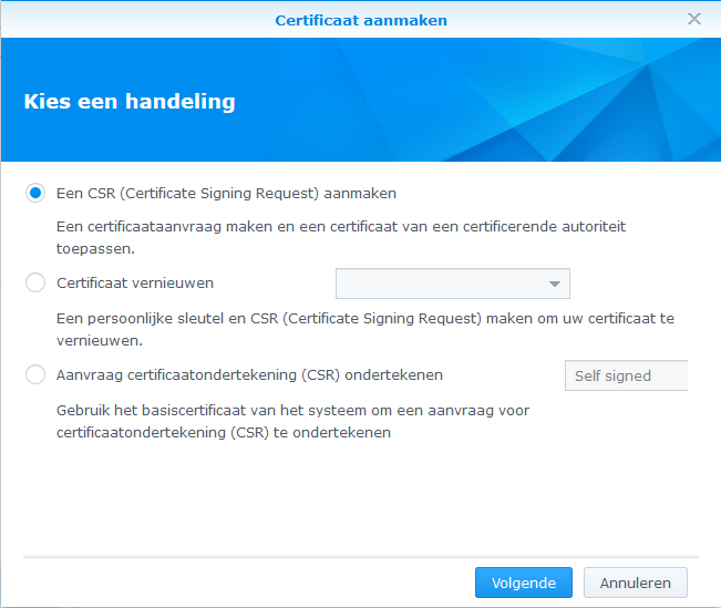 Synology DSM6 - Aanmaken CSR