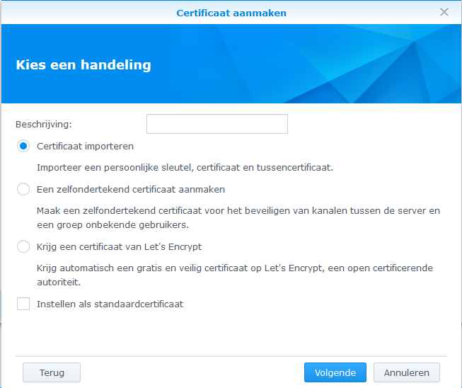 Synology DSM6 - Installeren SSL Certificaat