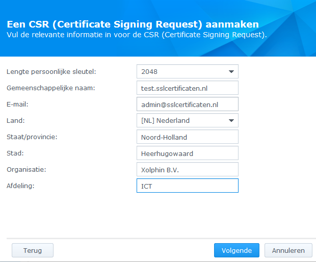 Synology DSM5 - Aanmaken CSR