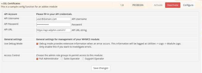 Xolphin WHMCS SSL module handleiding