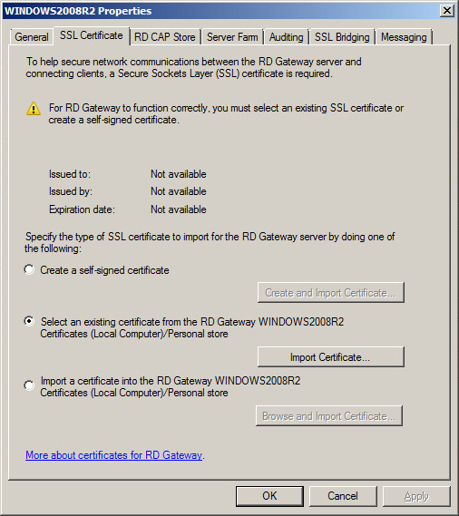 Windows 2008R2 RD Gateway - Installeren SSL certificaat