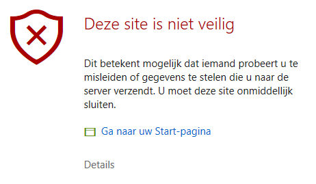 Een browserwaarschuwing in Edge