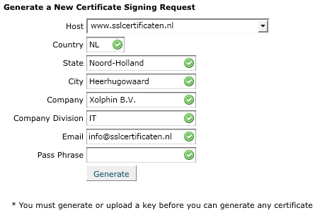 cPanel 11 - Aanmaken CSR